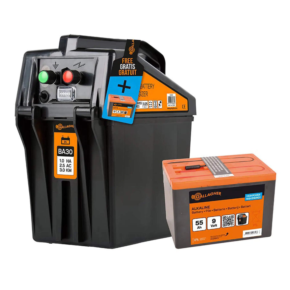 Gallagher BA30 - Battery 0.3J / 9V/12V - Up to 5km - Free 55Ah Battery