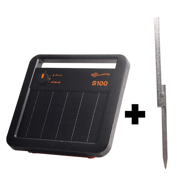 Gallagher S100 - Solar 1.0J / 12V - Up to 10km - Free Stand