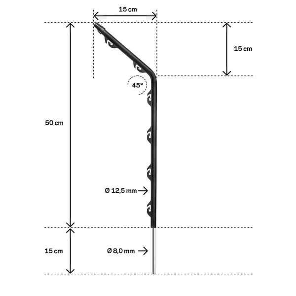 Gallagher Curved Garden Fence Post – Black - 65cm (Pack of 5)