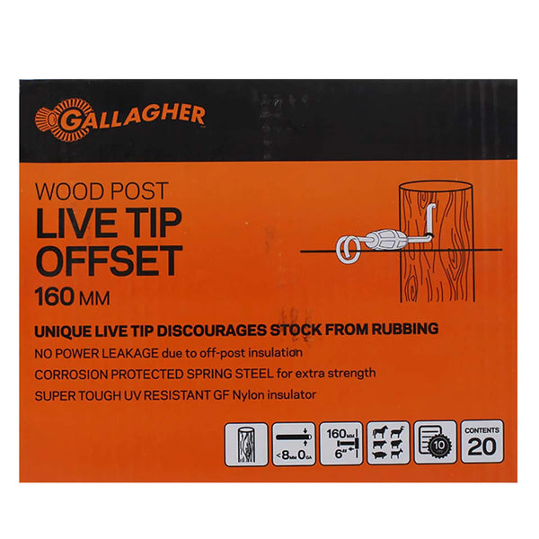 Gallagher Live Tip Offset Distance Insulator - 16cm or 26cm (Pack of 20)