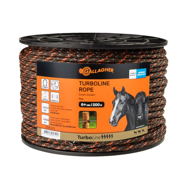 Gallagher TurboLine Rope 6mm × 200m - White or Terra