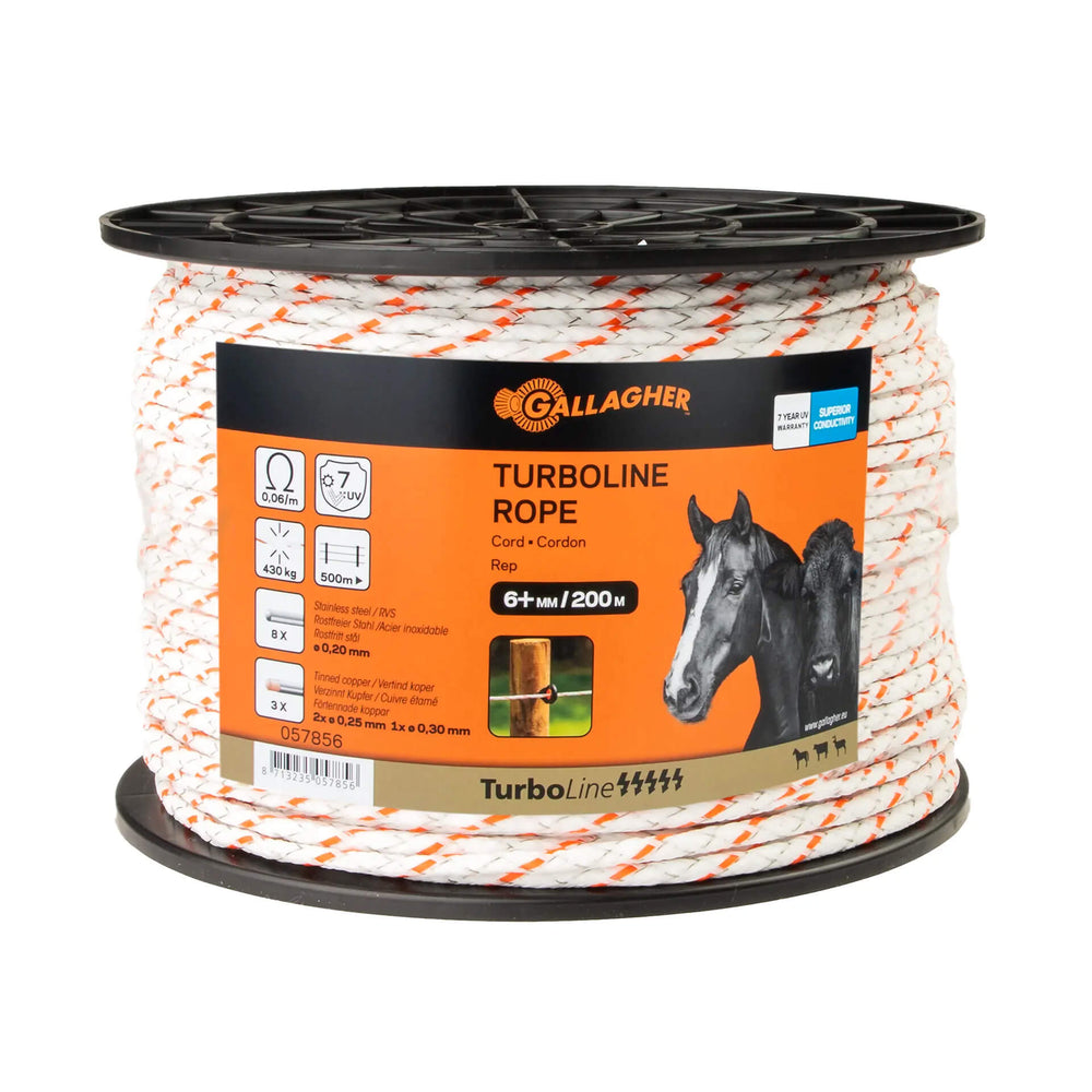 Gallagher TurboLine Rope 6mm × 200m - White or Terra