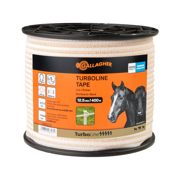 Gallagher TurboLine Tape - 12.5mm x 200m / 400m - White or Blue