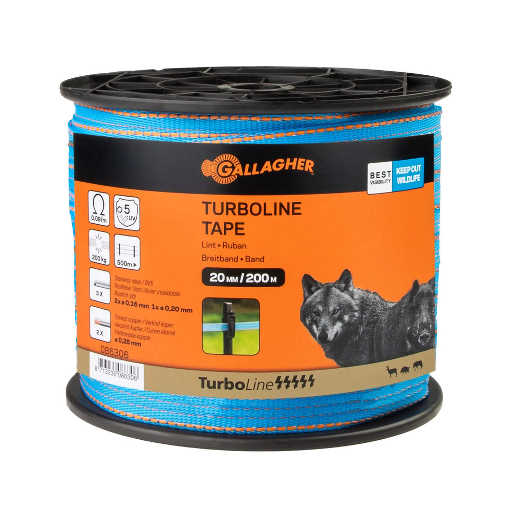 Gallagher TurboLine Tape - 20mm x 200m - White, Terra, Blue