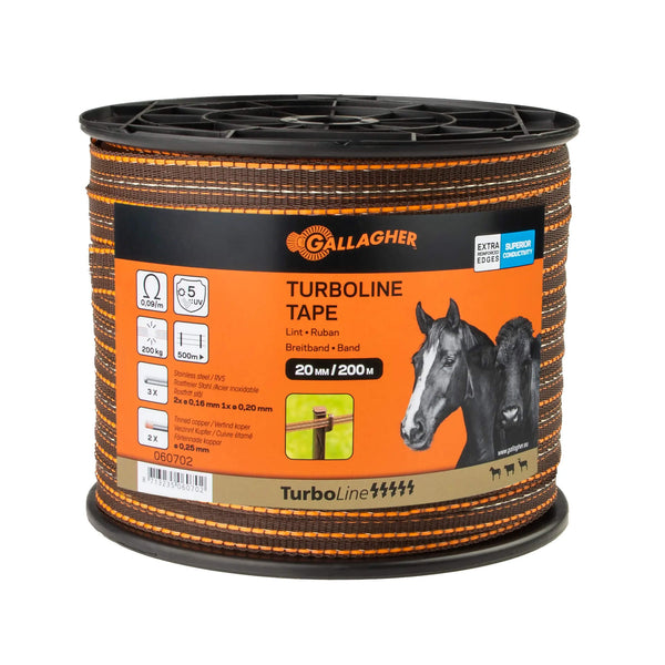 Gallagher TurboLine Tape - 20mm x 200m - White, Terra, Blue