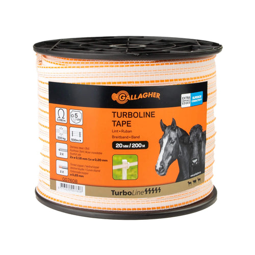 Gallagher TurboLine Tape - 20mm x 200m - White, Terra, Blue