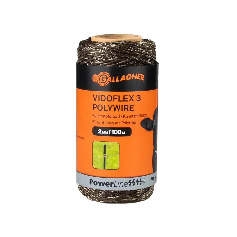 Gallagher Vidoflex 3 Powerline Polywire - 2mm x 100m / 200m - Terra, Green or White