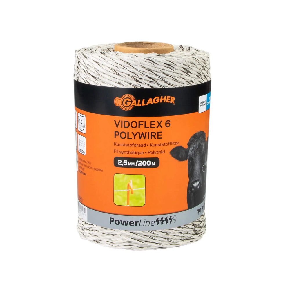 Gallagher Vidoflex 6 PowerLine - 2.5mm x 200m / 400m / 1000m - White or Terra